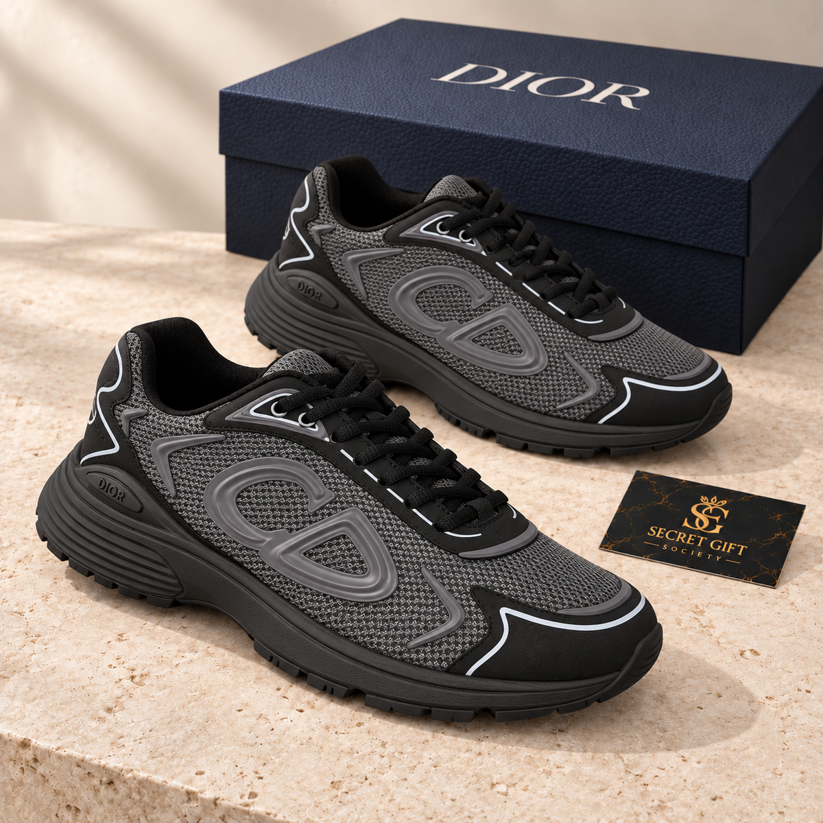 B30 trainers in black frost with Dior shoe box and Secret Gift Society card