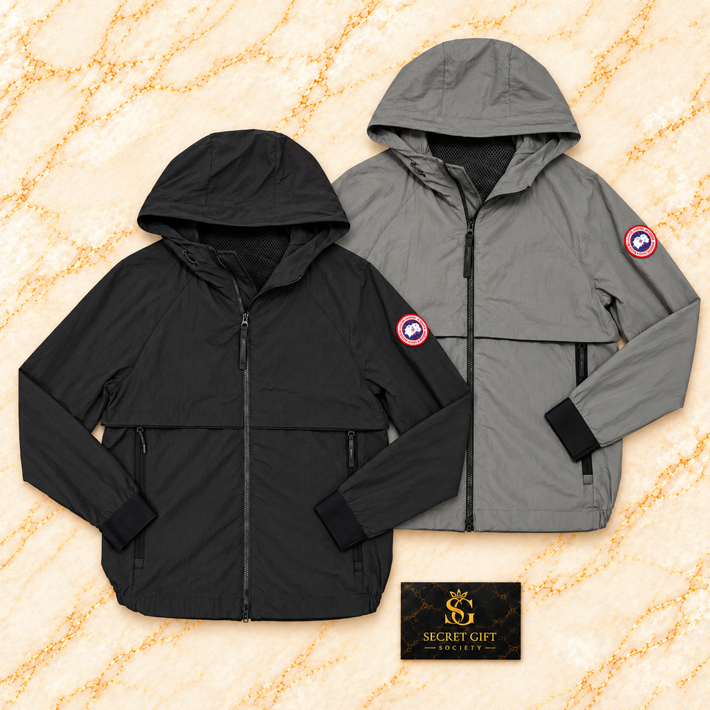 CG FABER HOODED JACKET: Black, Grey colour options on ivory marble. Choose one colour; sold individually.