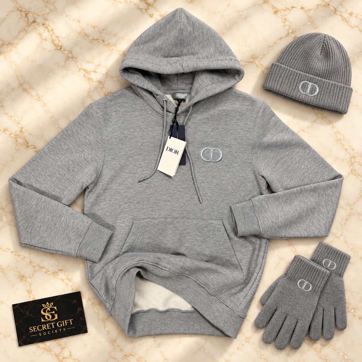 CD HOODIE — Grey. Styling props not included.