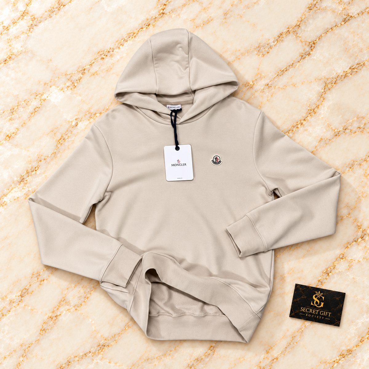 MNCLR LOGO HOODIE - BEIGE — Secret Gift Society