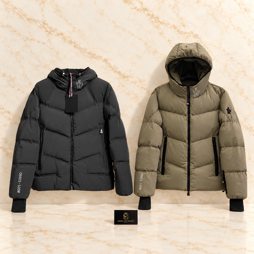 moncler reflective grenoble coat: existing colour options on ivory marble. Choose one colour; sold individually.