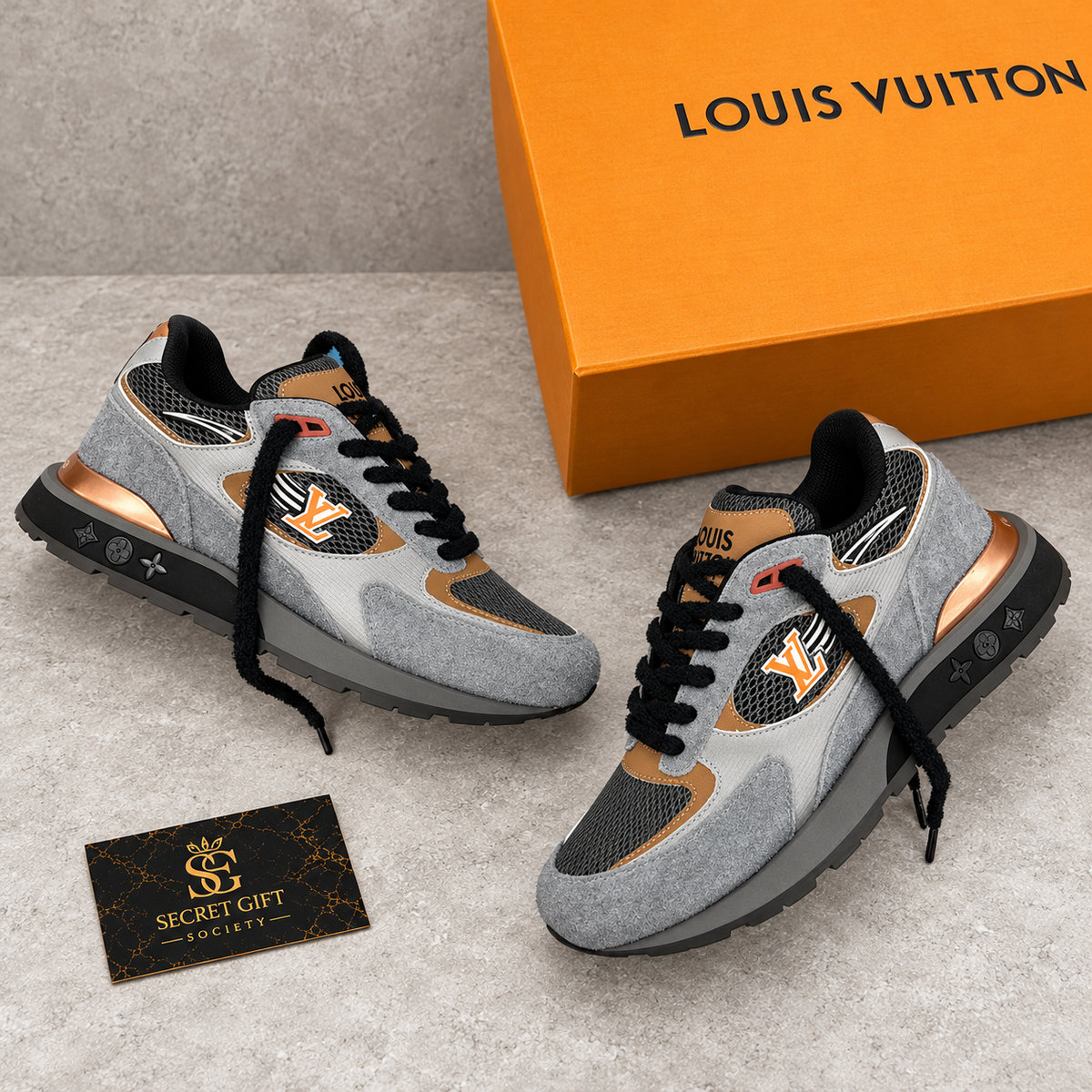 (PRE ORDER) LVE RUNAWAY TRAINERS - GREY / ORANGE — Secret Gift Society