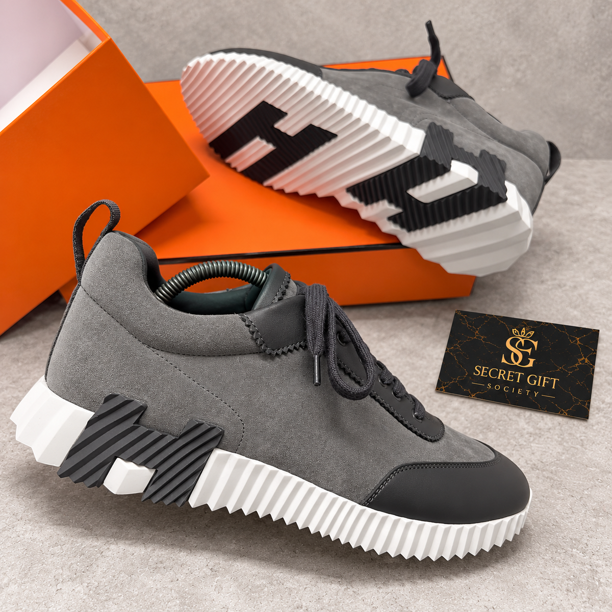 (PRE ORDER) H TRAINER - GREY SUEDE — Secret Gift Society