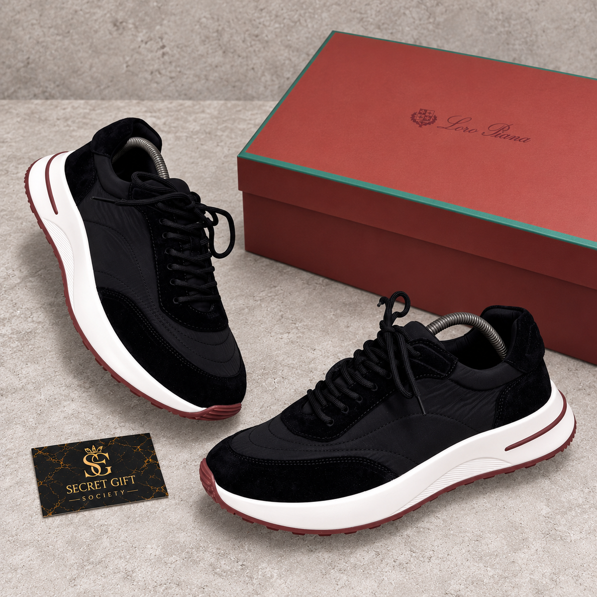 (PRE ORDER) LORO SUEDE RUNNER TRAINER - BLACK — Secret Gift Society