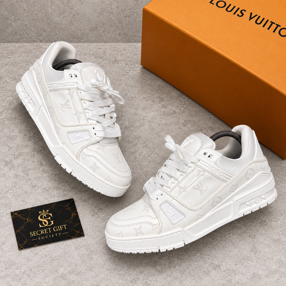(PRE ORDER) LVE MONOGRAM TRAINERS - WHITE — Secret Gift Society