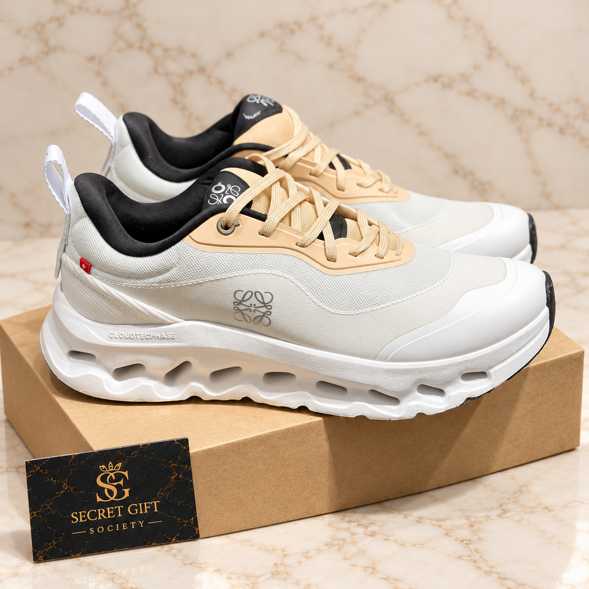 (PRE ORDER) LWE X ON TRAINERS - WHITE / TAN — Secret Gift Society