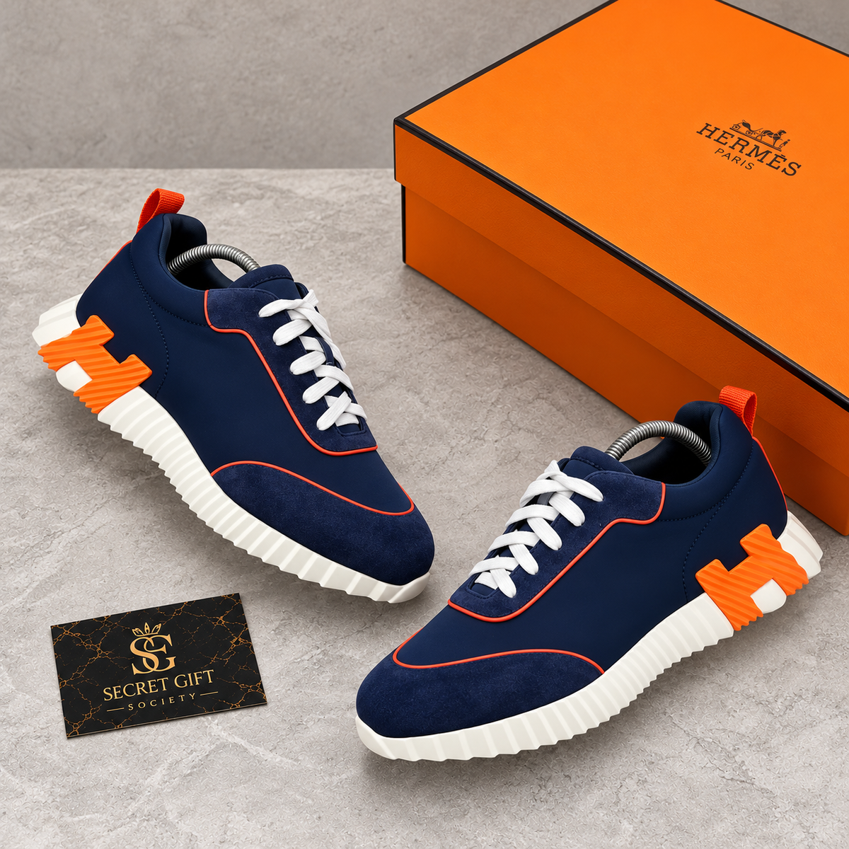 (PRE ORDER) H TRAINERS - NAVY / ORANGE — Secret Gift Society